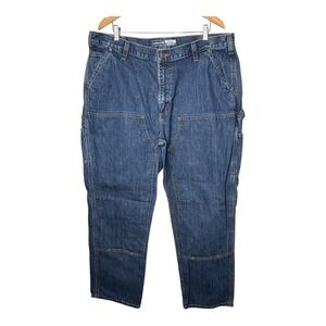 Carhartt Double Knee Denim Carpenter Jeans Loose Fit‎ Men Size 42x32 Work Pants